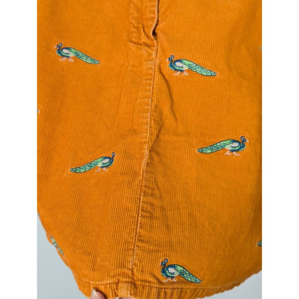 Vintage J. Crew Corduroy Critter Skirt Peacock Embroidery Orange Size 10 - Picture 4 of 9
